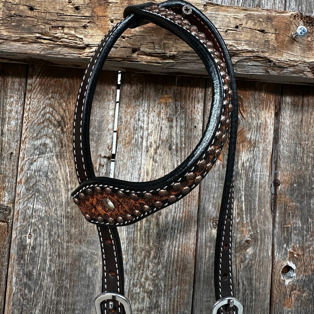 Two Tone Honeycomb One Ear Headstall / Bridle #24330 — view 2