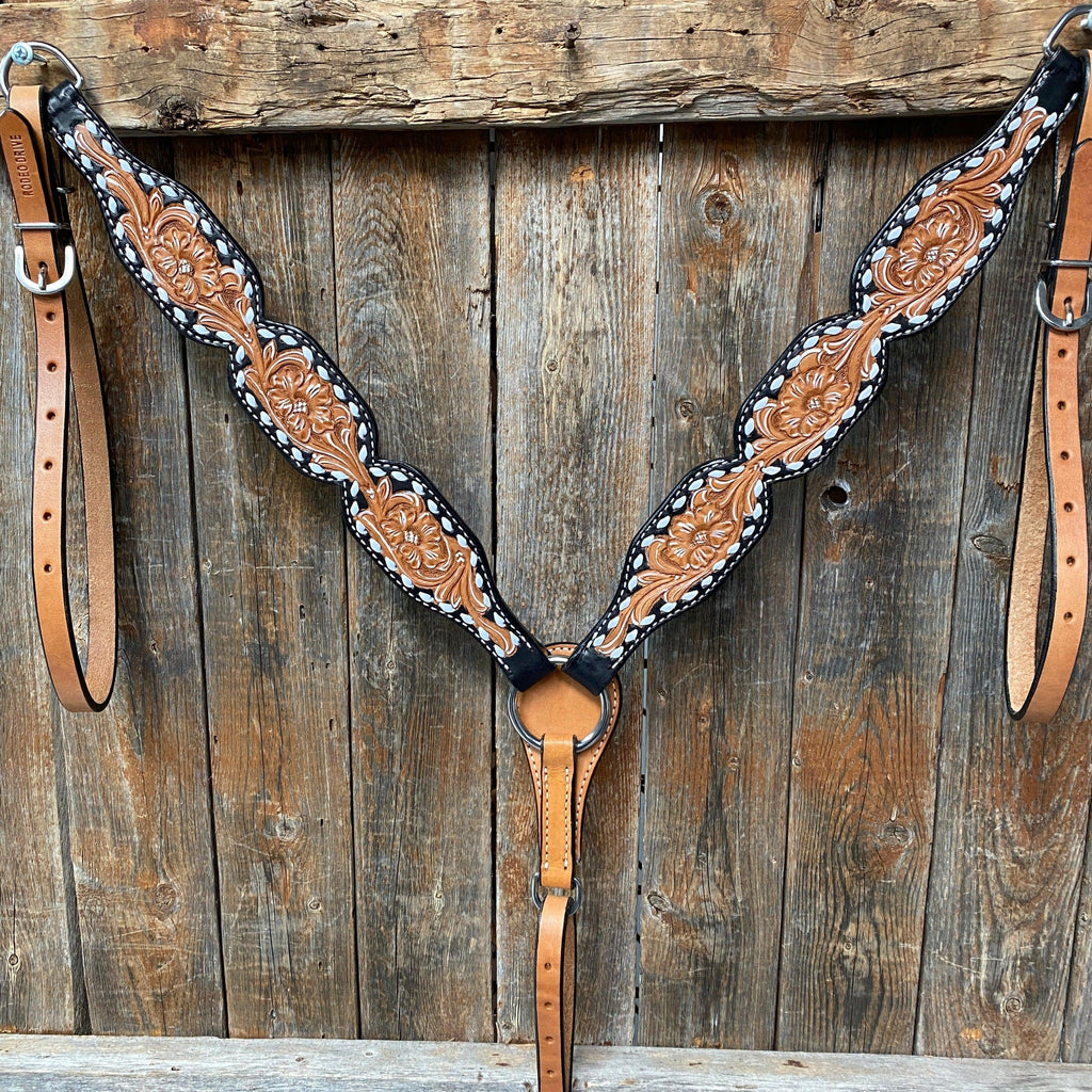 Floral Tooled Buckstitch Breastcollar