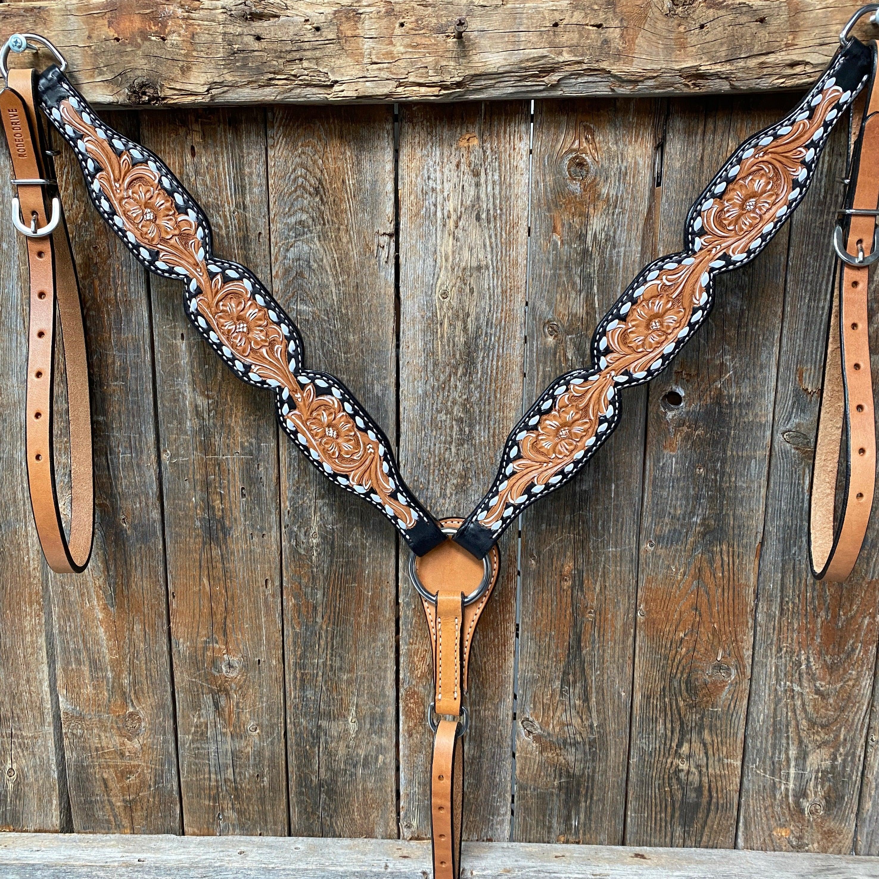 Floral Tooled Buckstitch Breastcollar