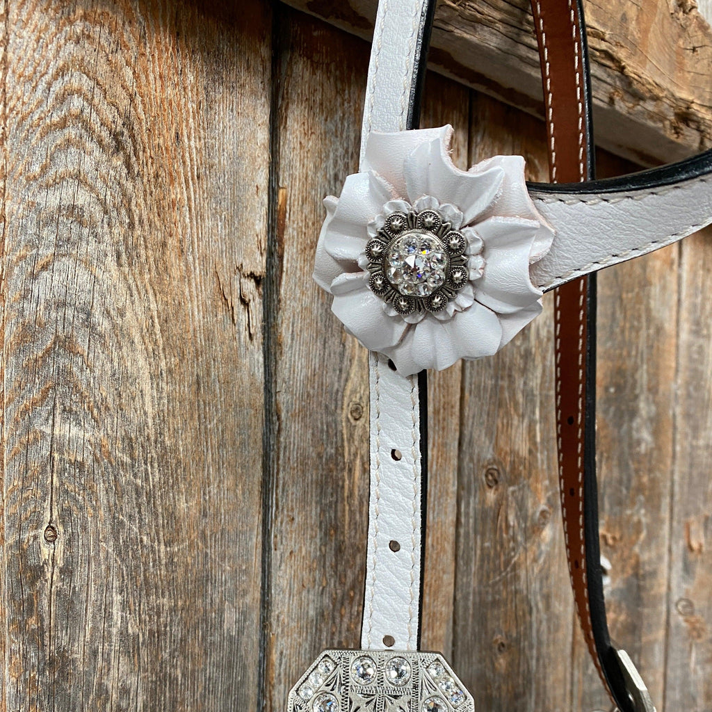 White Floral One Ear & Breastcollar Tack Set #OEBC440 — view 8