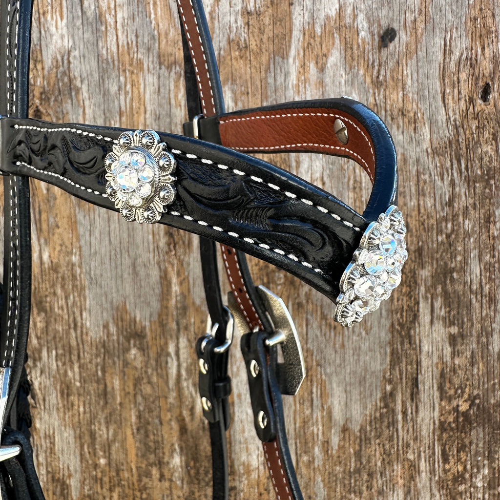 Black V-Brow Clear Loping Hackamore #LHK103 — view 2