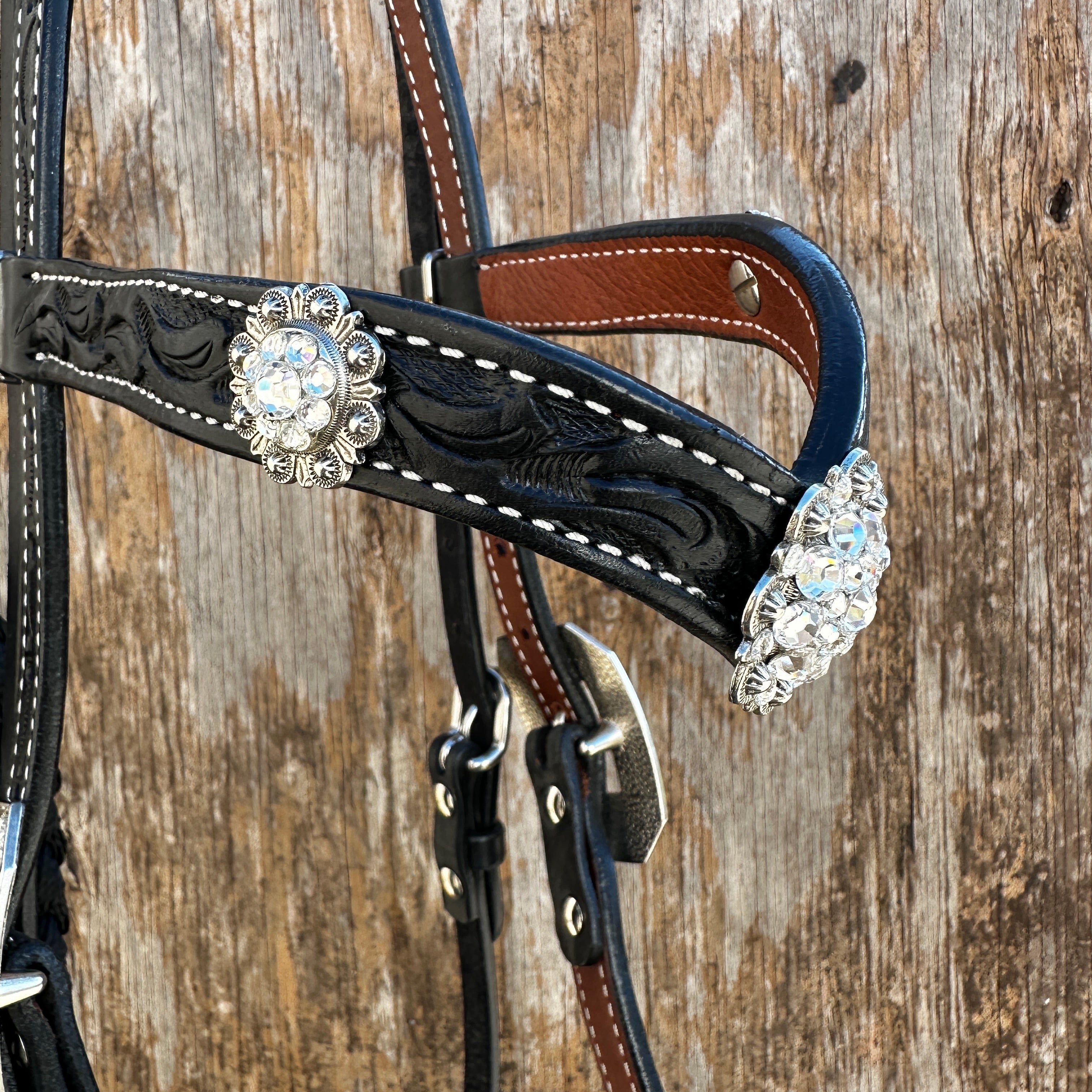 Black V-Brow Clear Loping Hackamore #LHK103 — view 2