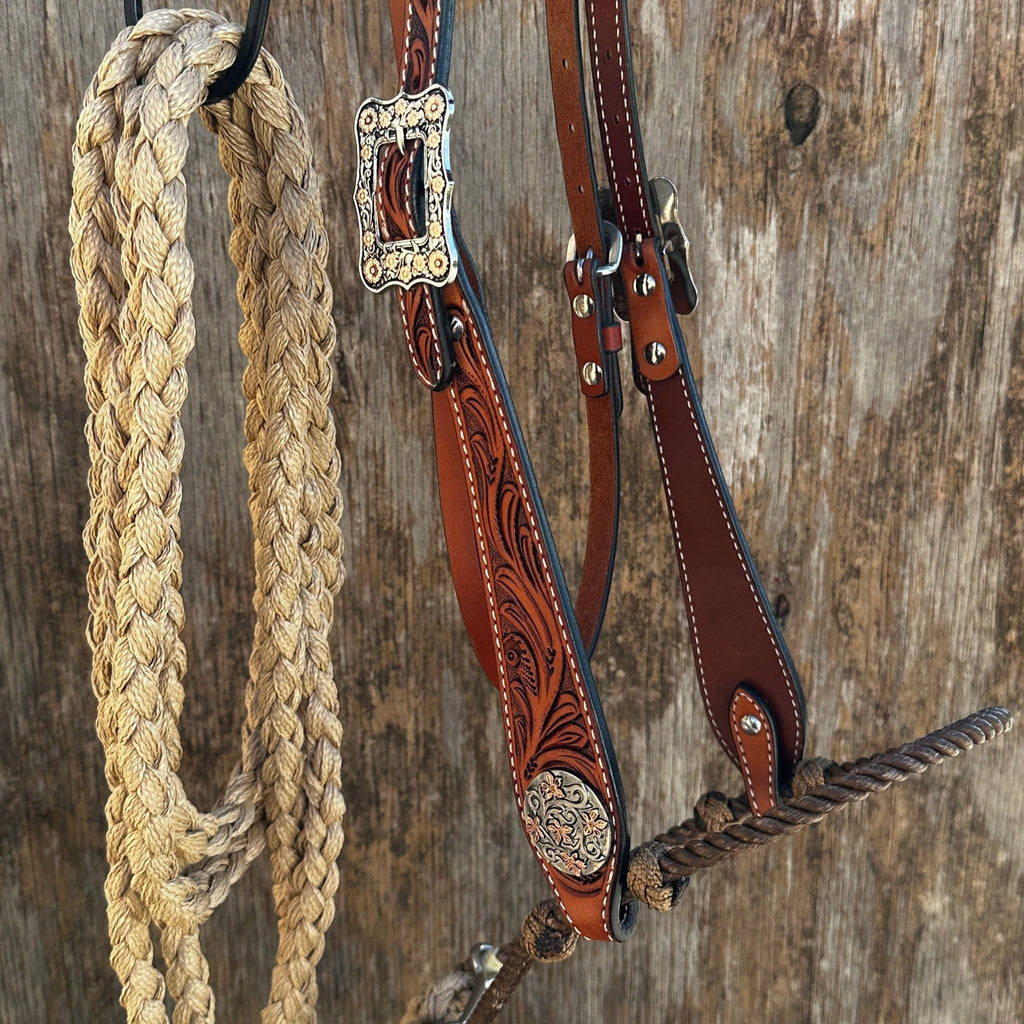 Floral Tooled Buckaroo Loping Hackamore #LHK102 — view 2