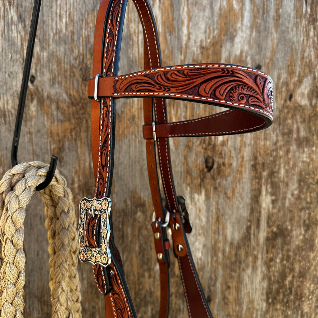 Floral Tooled Buckaroo Loping Hackamore #LHK102 — view 3