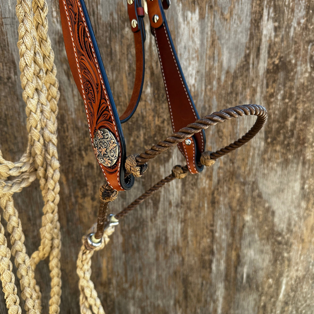 Floral Tooled Buckaroo Loping Hackamore #LHK102 — view 4