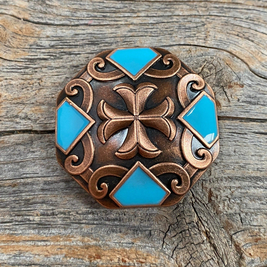 Copper Turquoise Concho 1.5" W104L