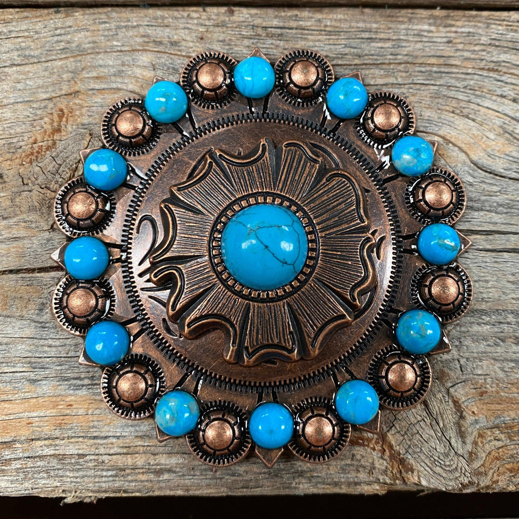 Copper Turquoise Round Concho Berry Jacket #BJW128L