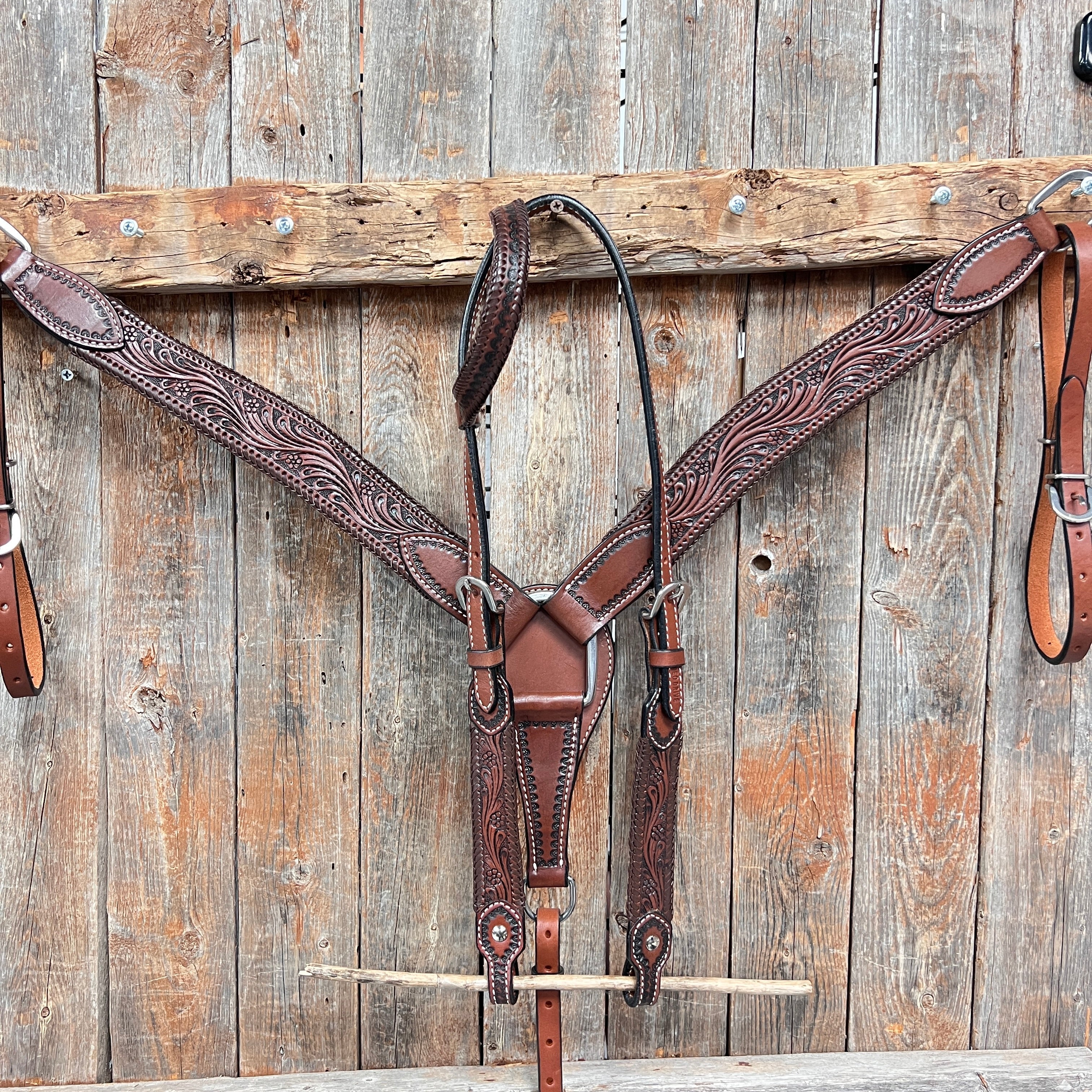 Dark Oil Braided Browband/One Ear Breastcollar Tack Sets — view 2