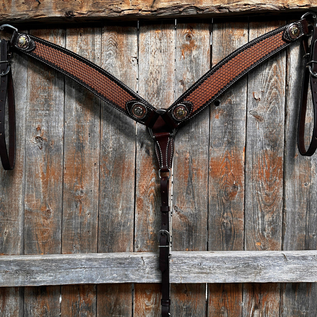 Foxtail and Copper Browband/One Ear Headstall & Breastcollar Tack Set #BBBC589 — view 6