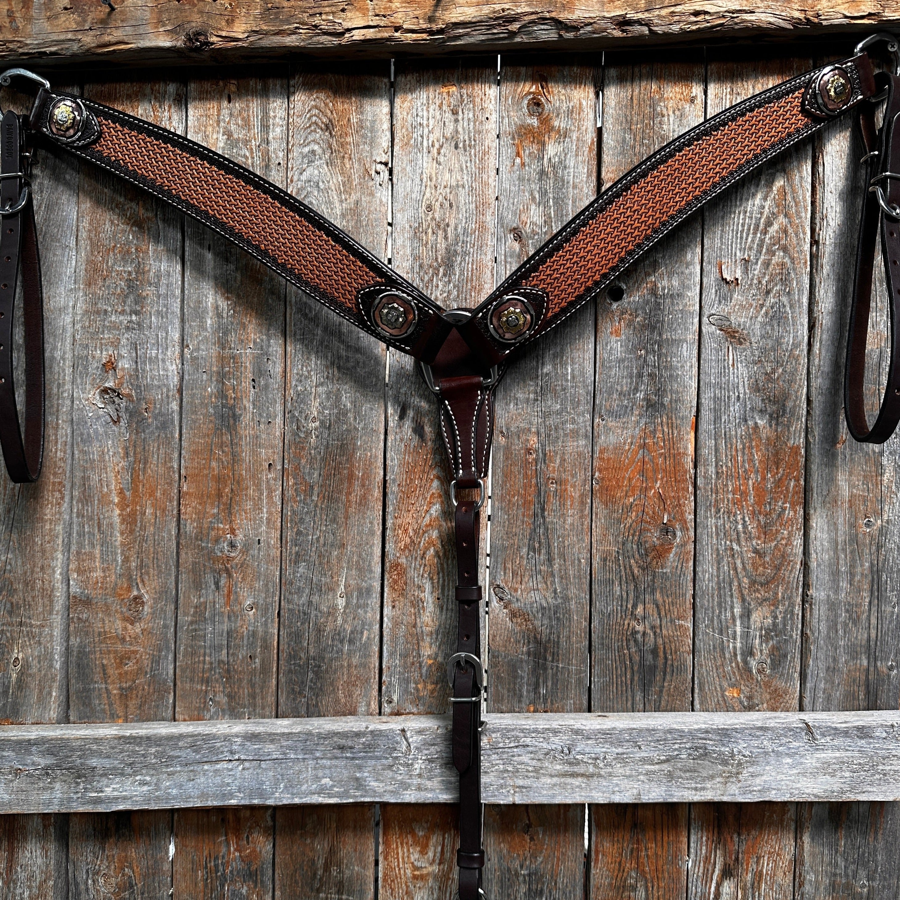 Foxtail and Copper Browband/One Ear Headstall & Breastcollar Tack Set #BBBC589 — view 6