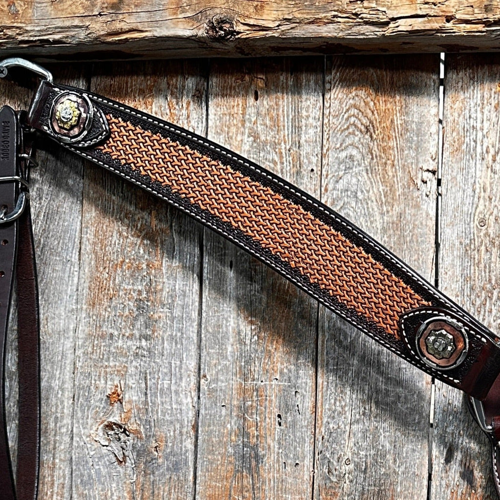Foxtail and Copper Browband/One Ear Headstall & Breastcollar Tack Set #BBBC589 — view 7