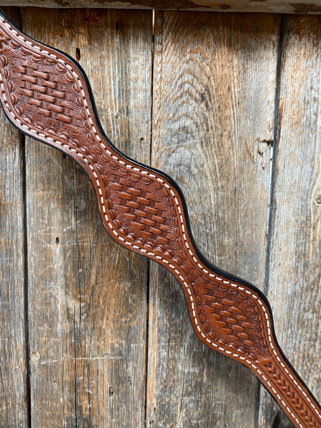 Basketweave Scalloped Medium Oil Breastcollar — view 2
