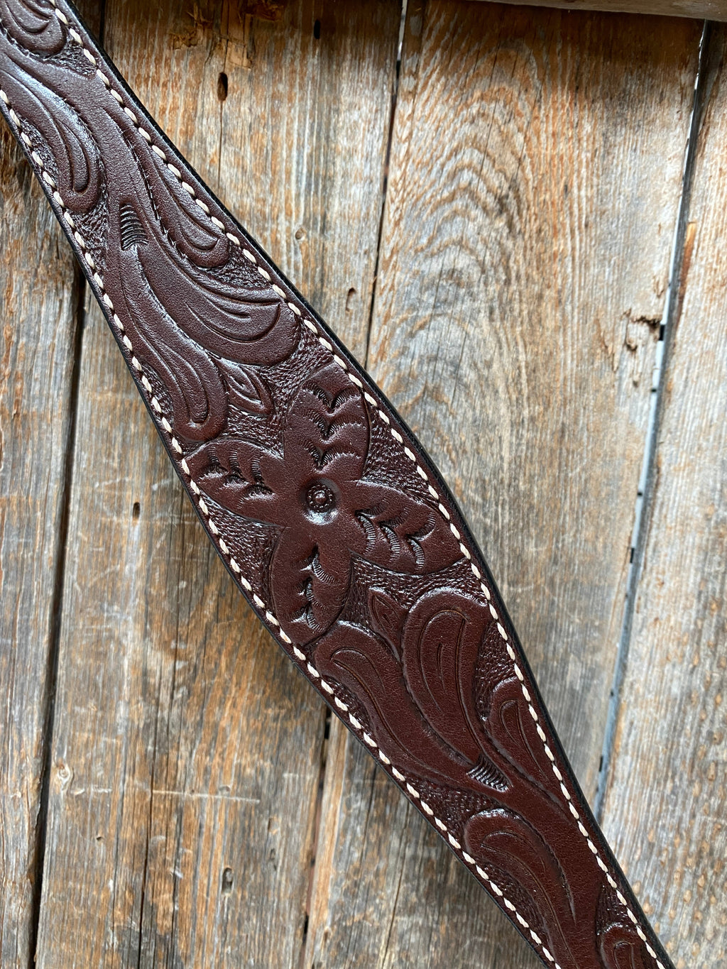 Floral Tooled Dark Oil Breastcollar — view 2