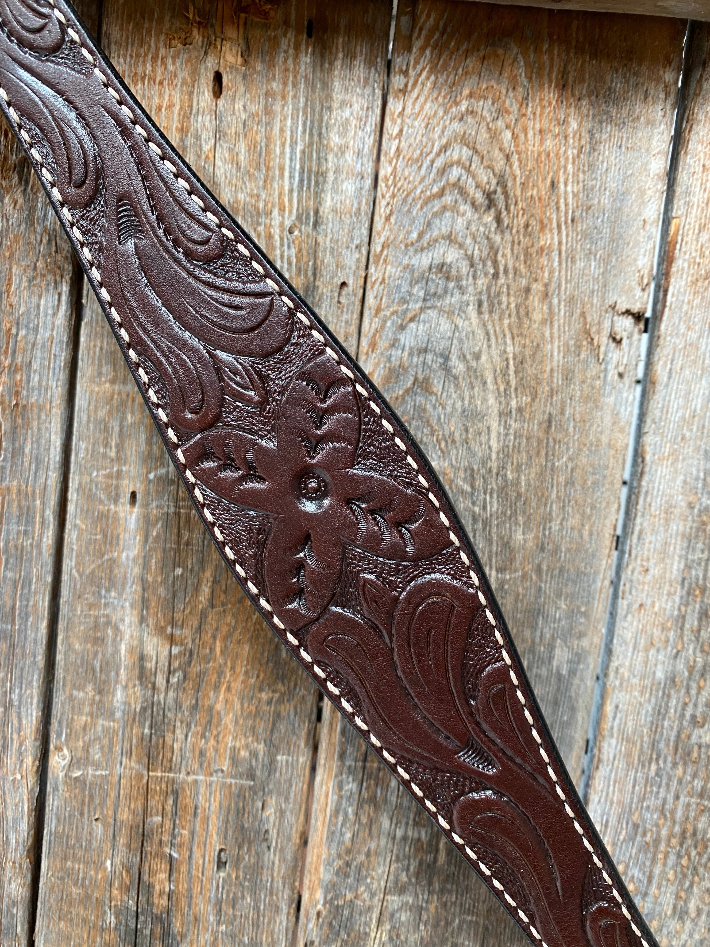 Floral Tooled Dark Oil Breastcollar — view 2