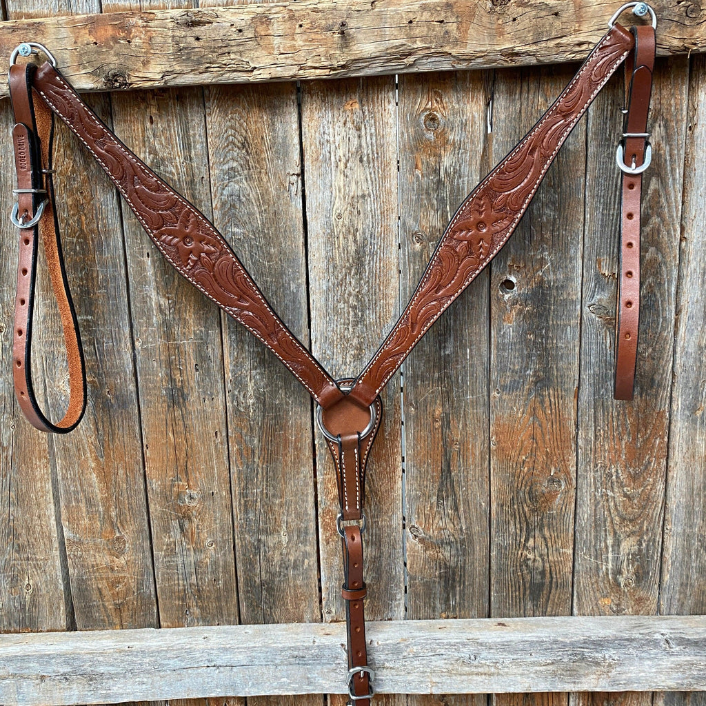 Floral Tooled Medium Oil Breastcollar