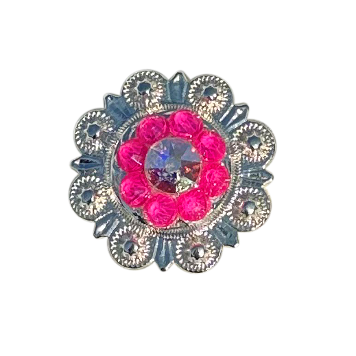 Neon Pink and AB Bright Silver 1" European Crystal Concho