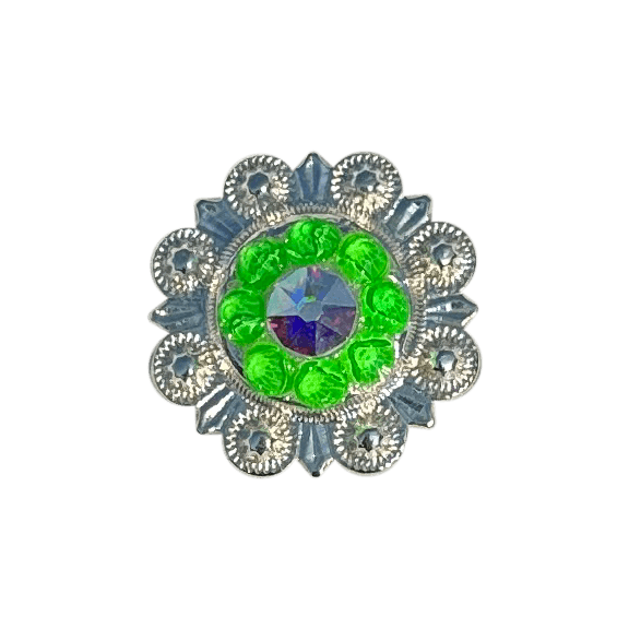 Neon Green and AB Bright Silver 1" European Crystal Concho