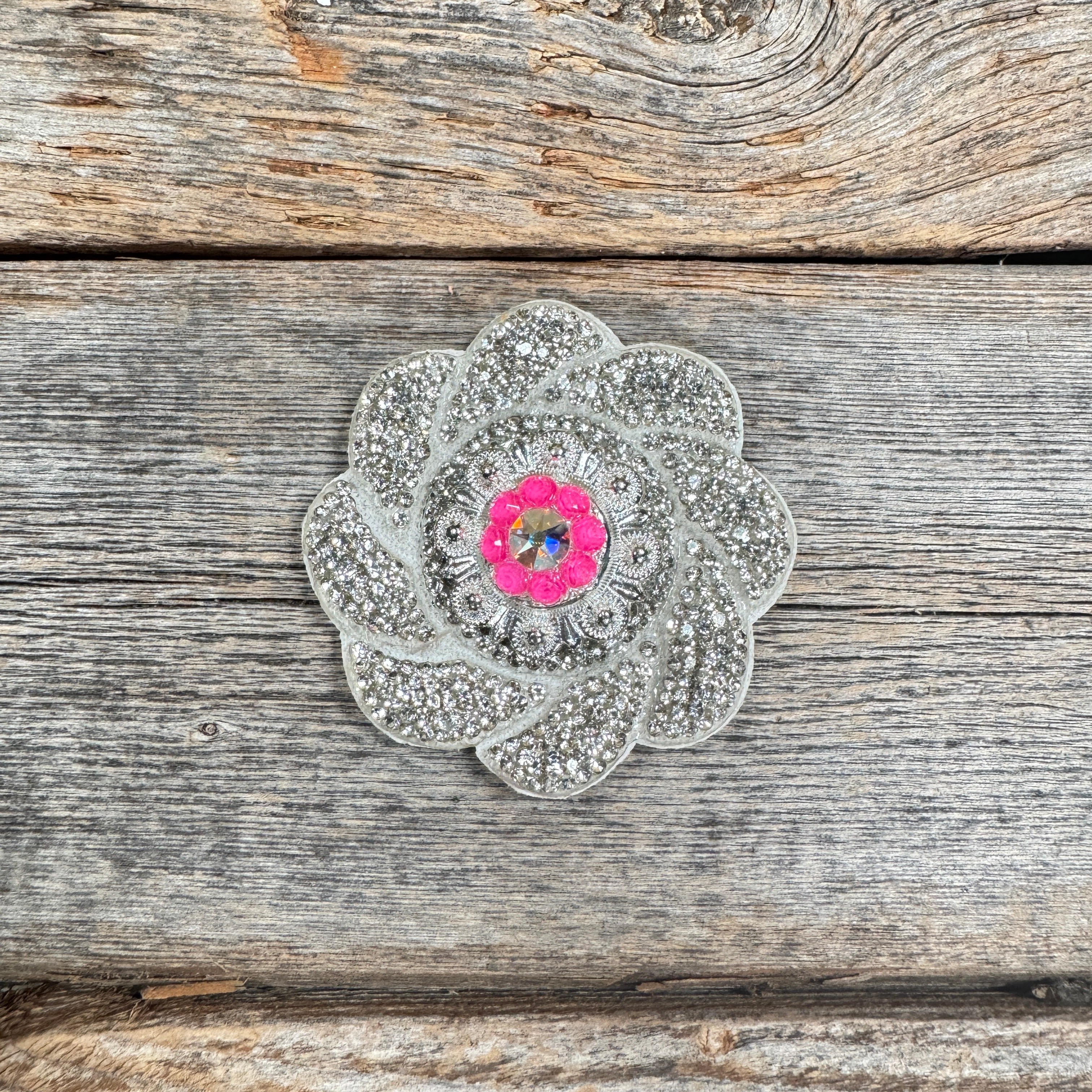 White Flower Rhinestone Rosette - Assorted Conchos — view 4
