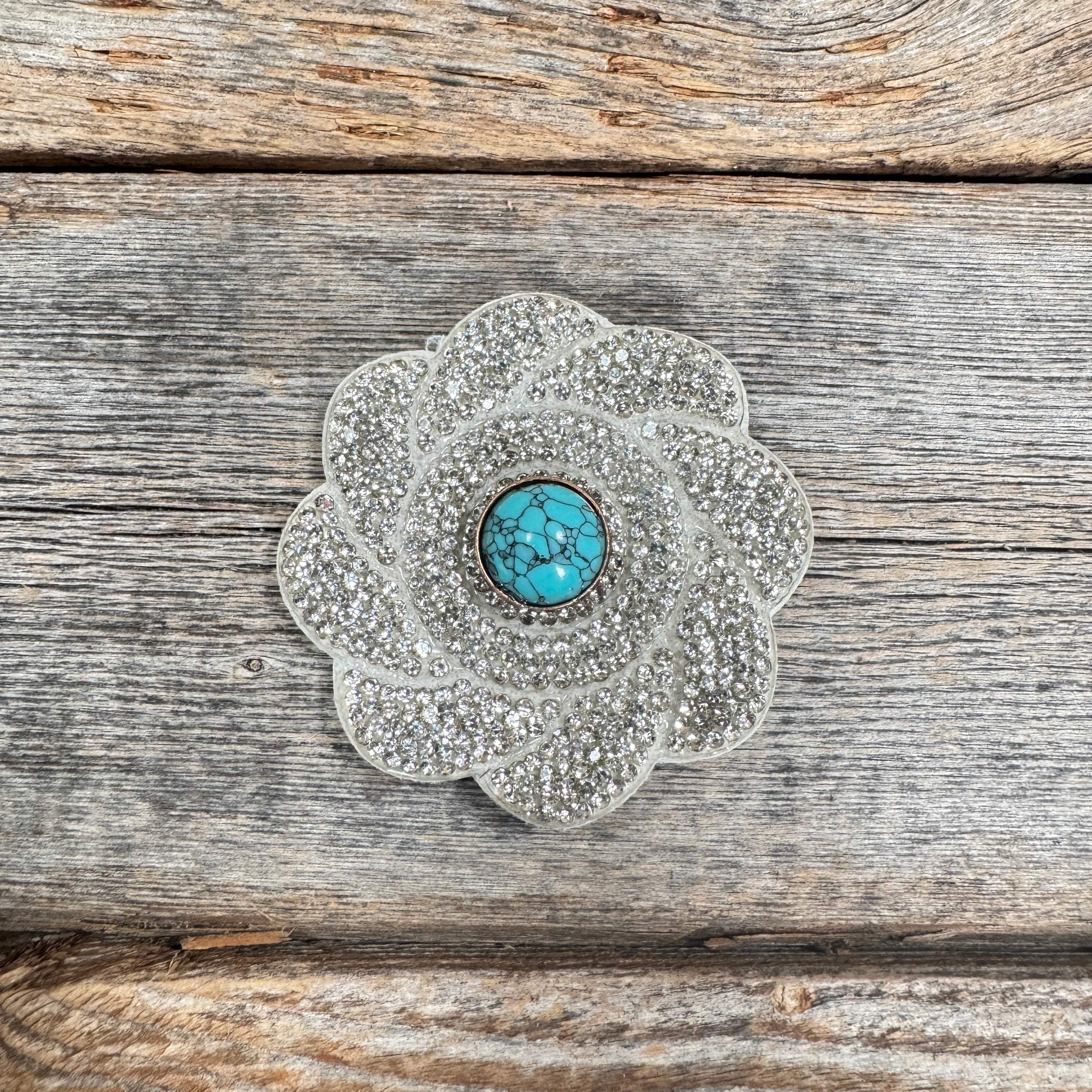 White Flower Rhinestone Rosette - Assorted Conchos — view 7