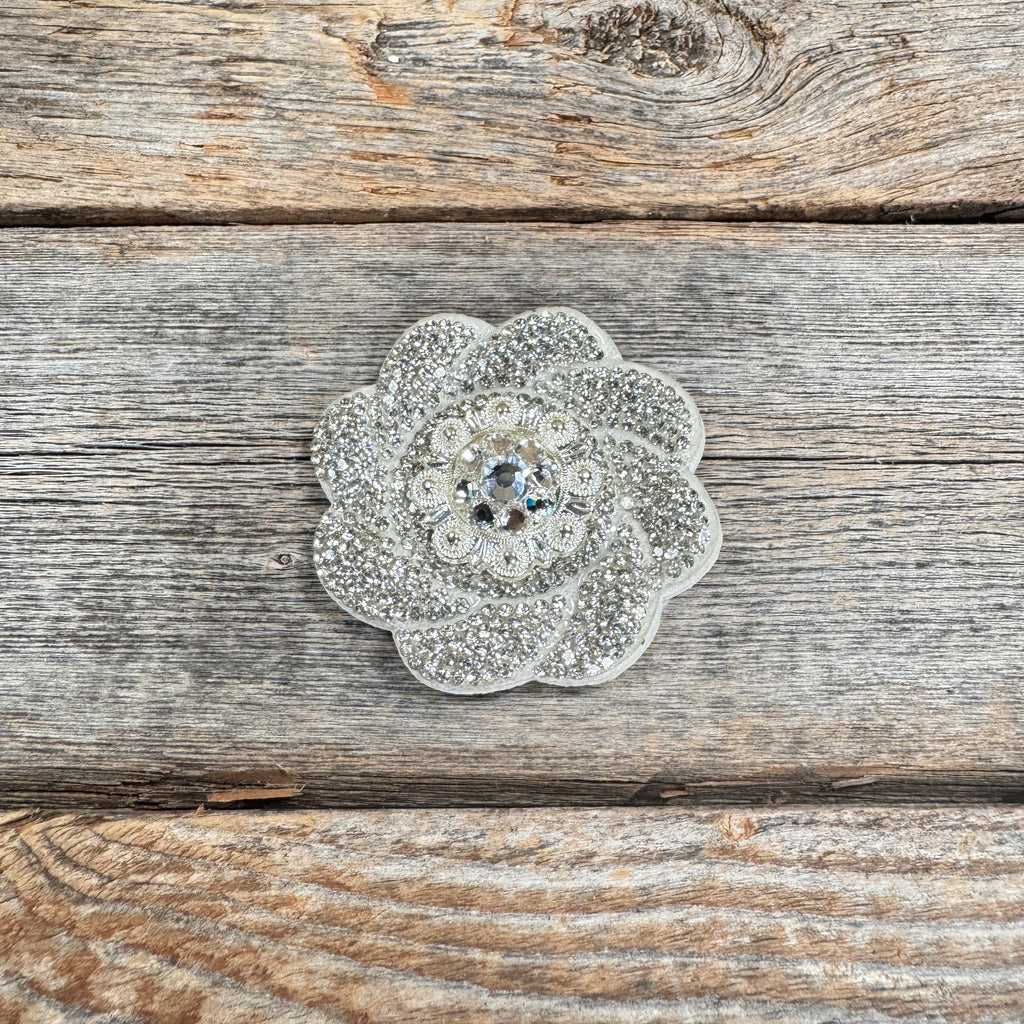 White Flower Rhinestone Rosette - Assorted Conchos — view 5
