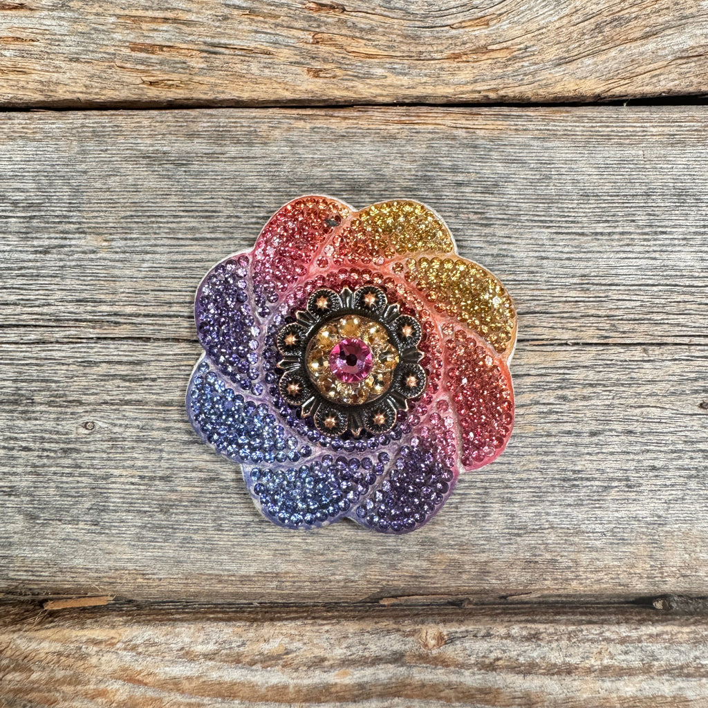 Rainbow Flower Rhinestone Rosette - Assorted Conchos — view 6