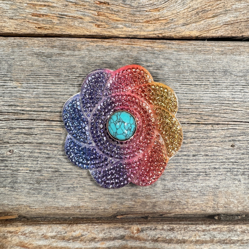 Rainbow Flower Rhinestone Rosette - Assorted Conchos — view 4