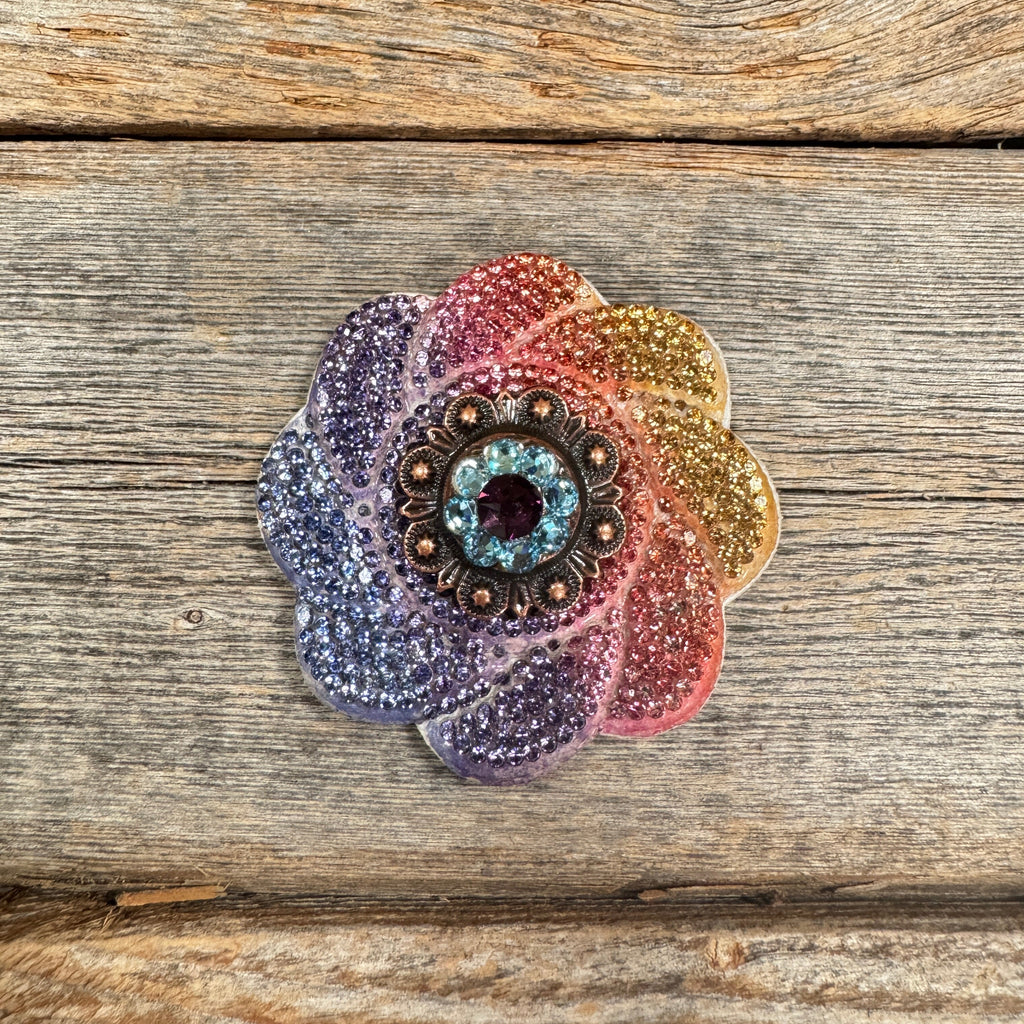 Rainbow Flower Rhinestone Rosette - Assorted Conchos — view 7