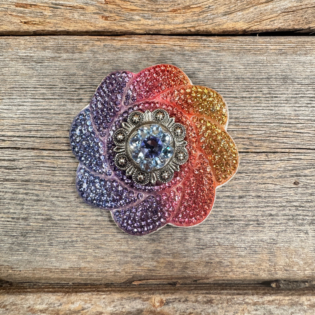 Rainbow Flower Rhinestone Rosette - Assorted Conchos — view 2