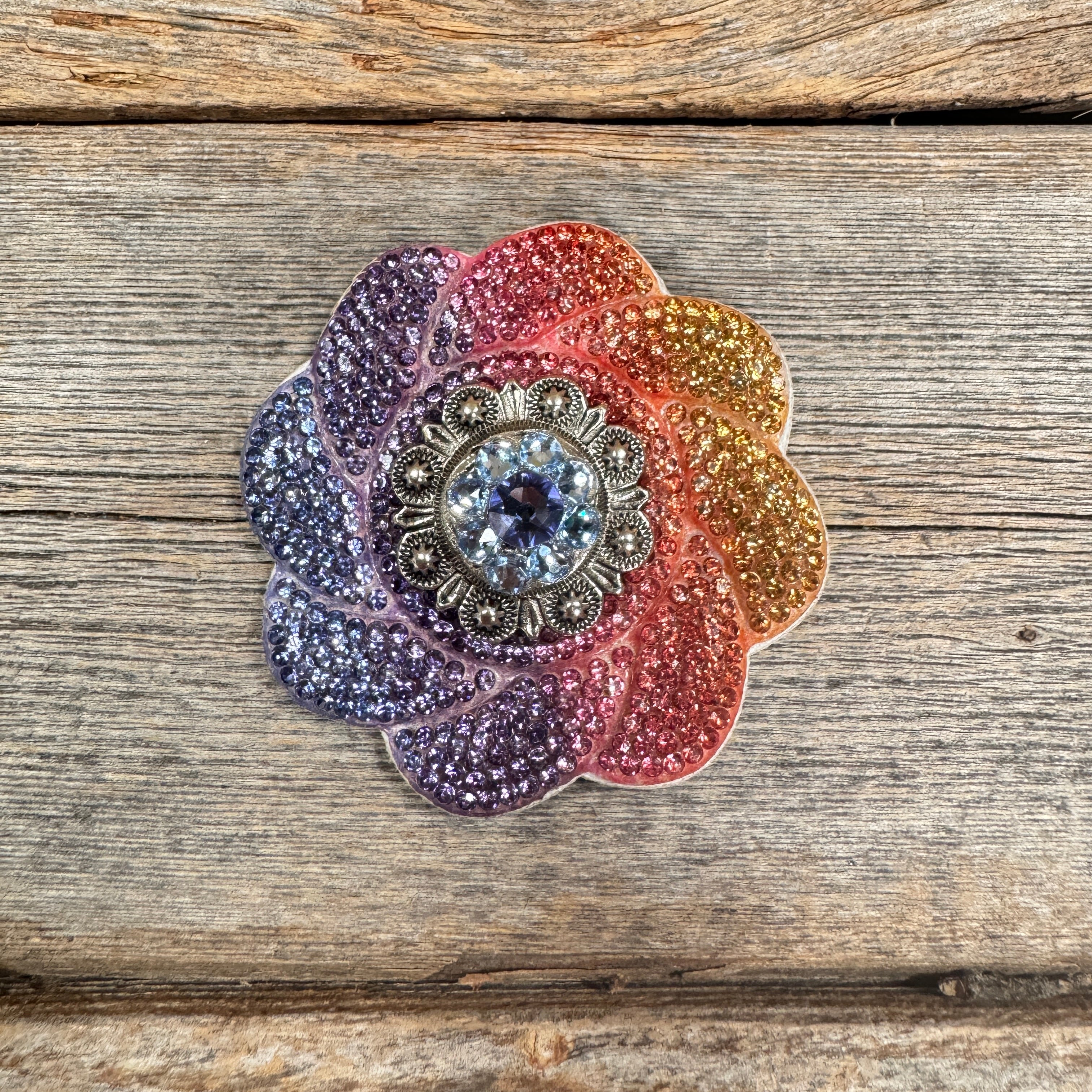 Rainbow Flower Rhinestone Rosette - Assorted Conchos — view 2