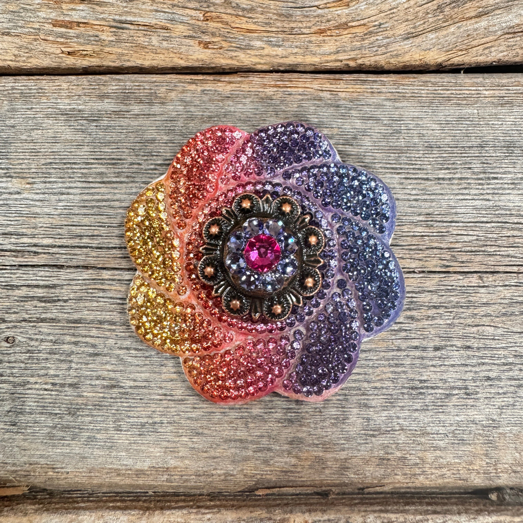 Rainbow Flower Rhinestone Rosette - Assorted Conchos — view 5