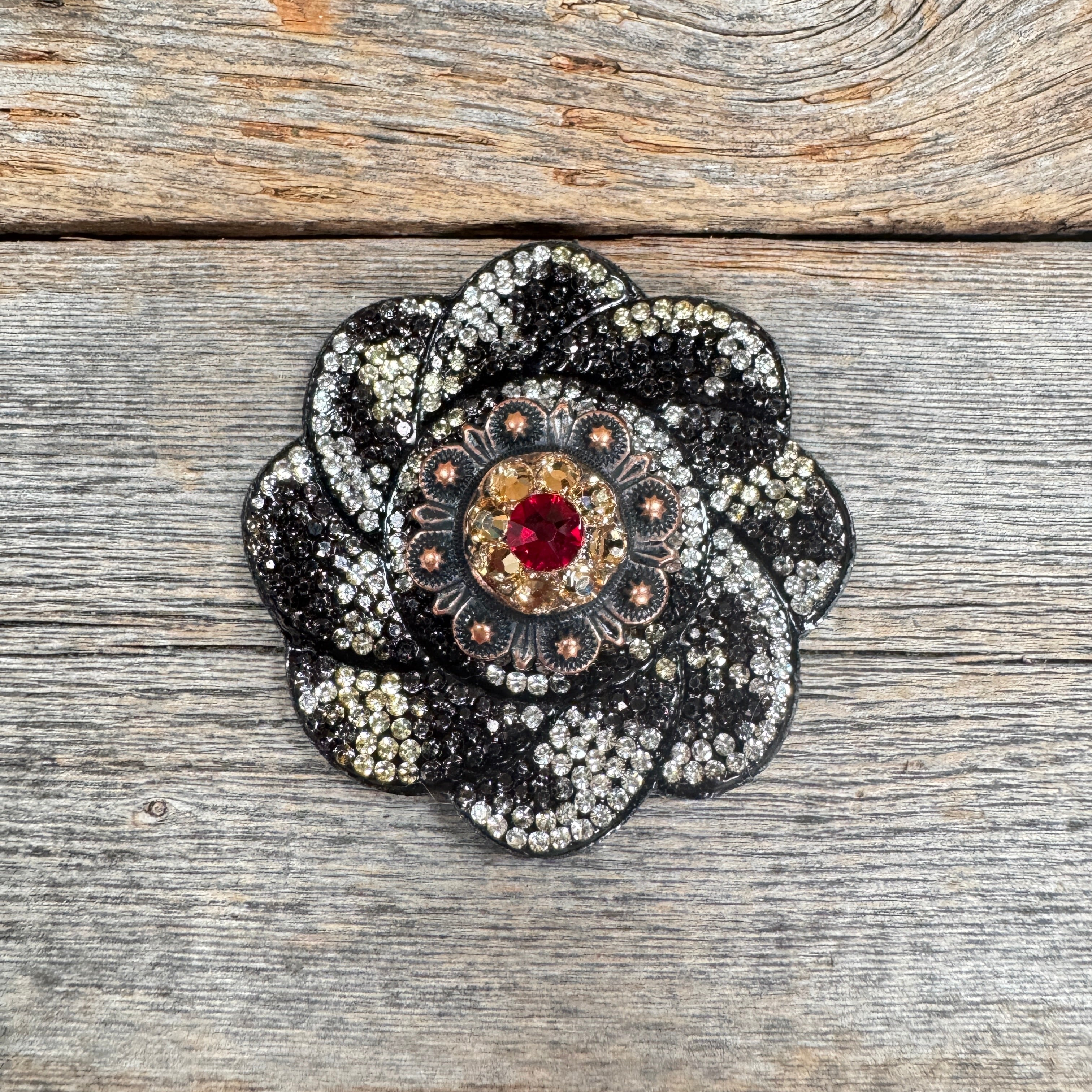 Cheetah Flower Rhinestone Rosette - Assorted Conchos — view 3