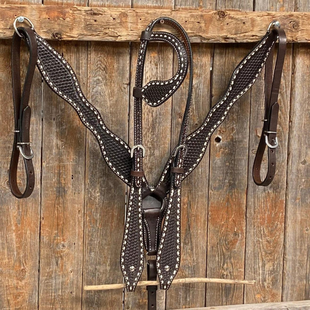 Dark Oil Basketweave Buckstitch Tack Sets — view 2
