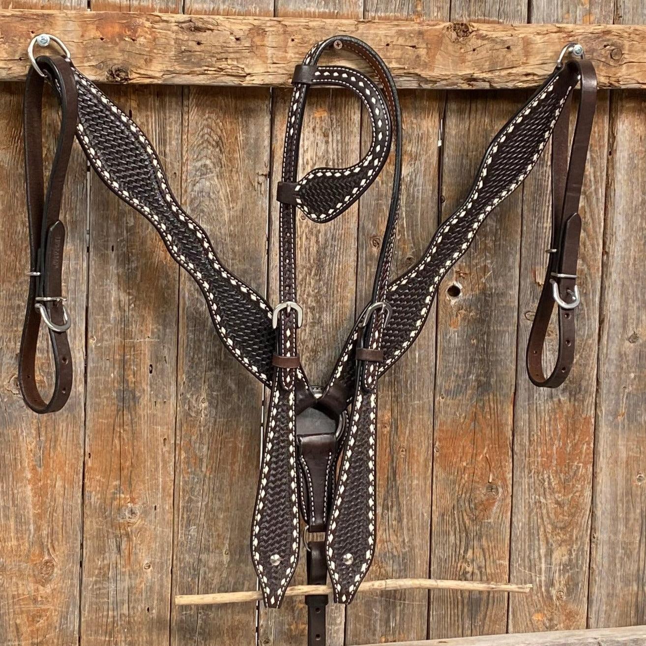 Dark Oil Basketweave Buckstitch Tack Sets — view 2