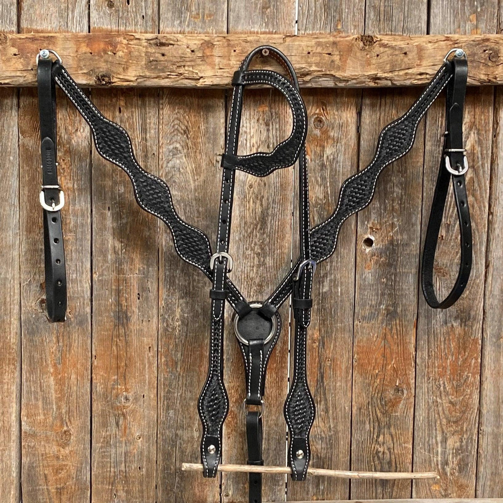 Basketweave Scalloped Black Tack Sets — view 2