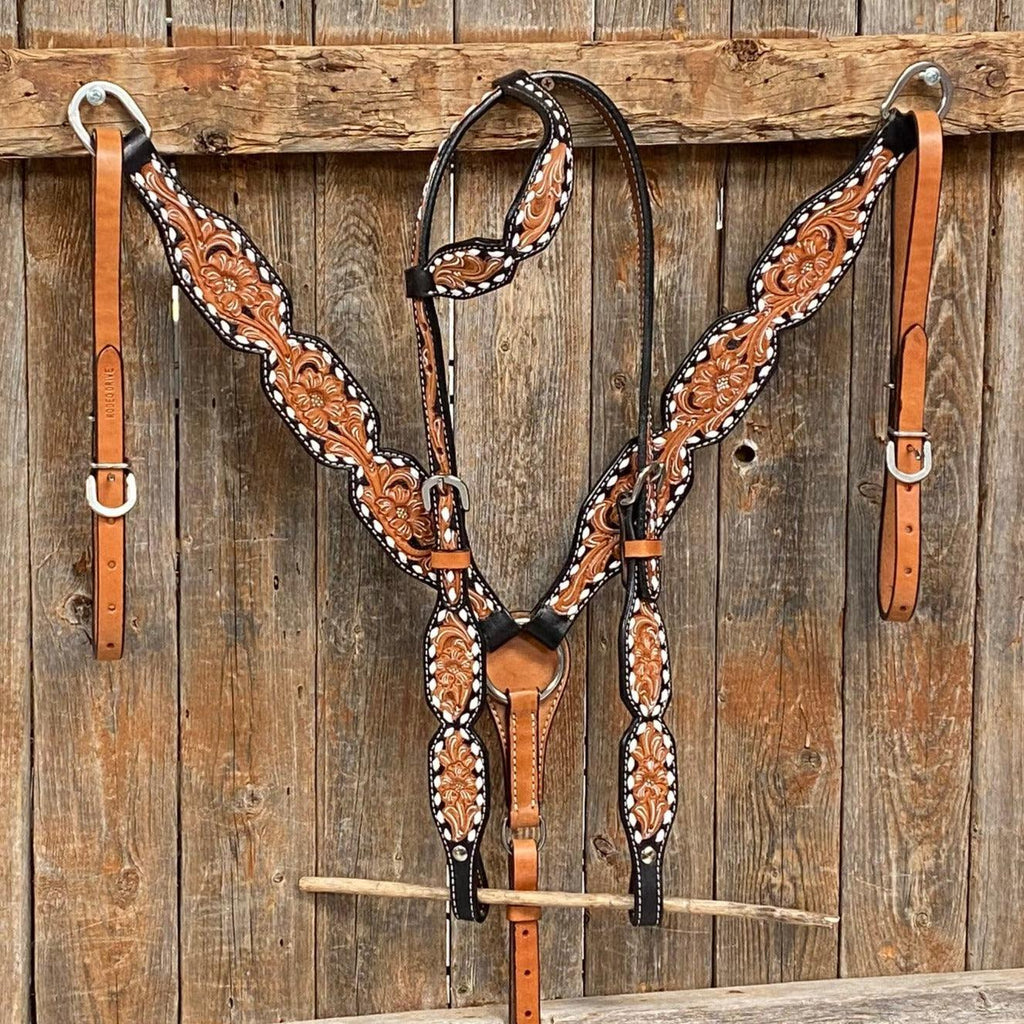 Floral Tooled Buckstitch Tack Sets — view 2