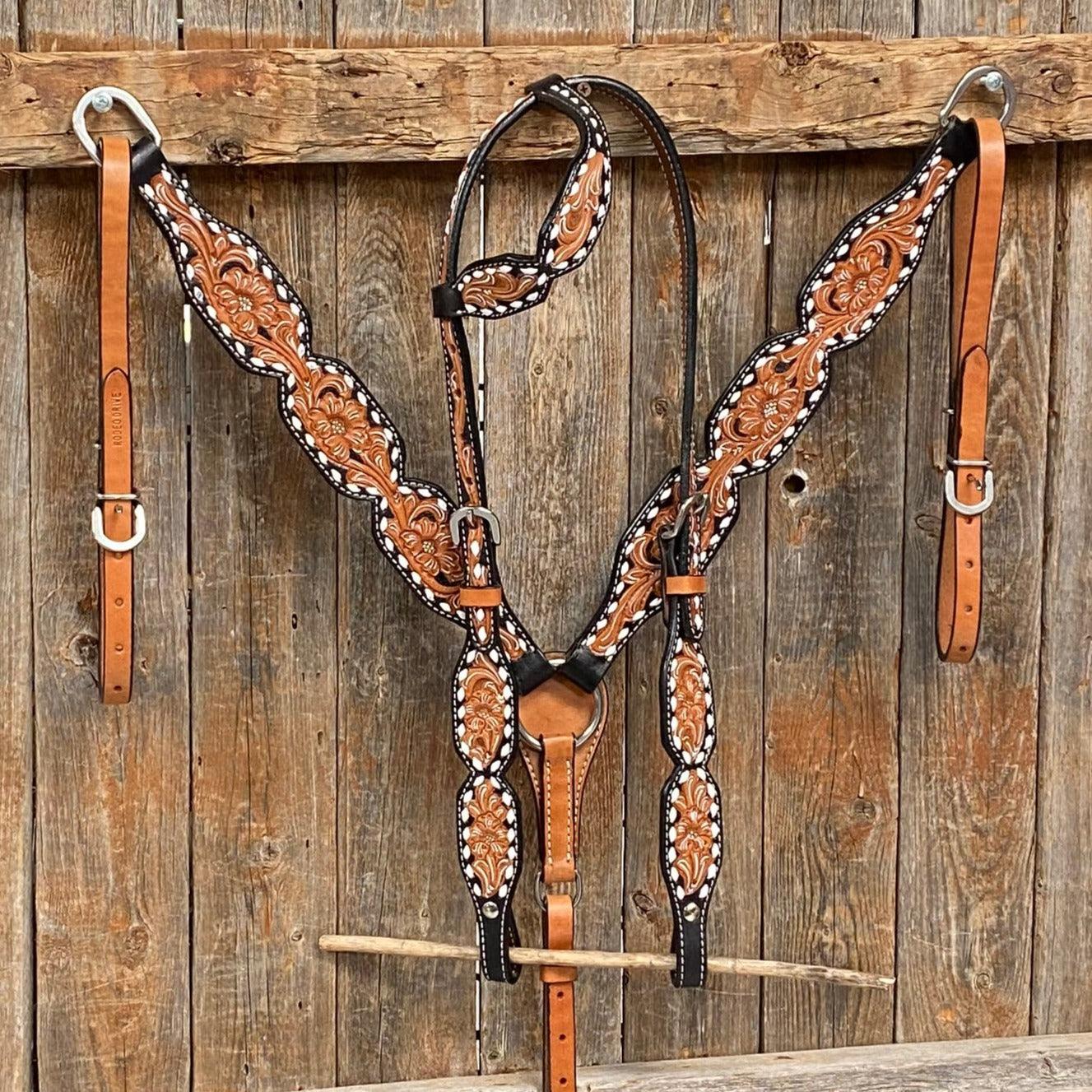 Floral Tooled Buckstitch Tack Sets — view 2