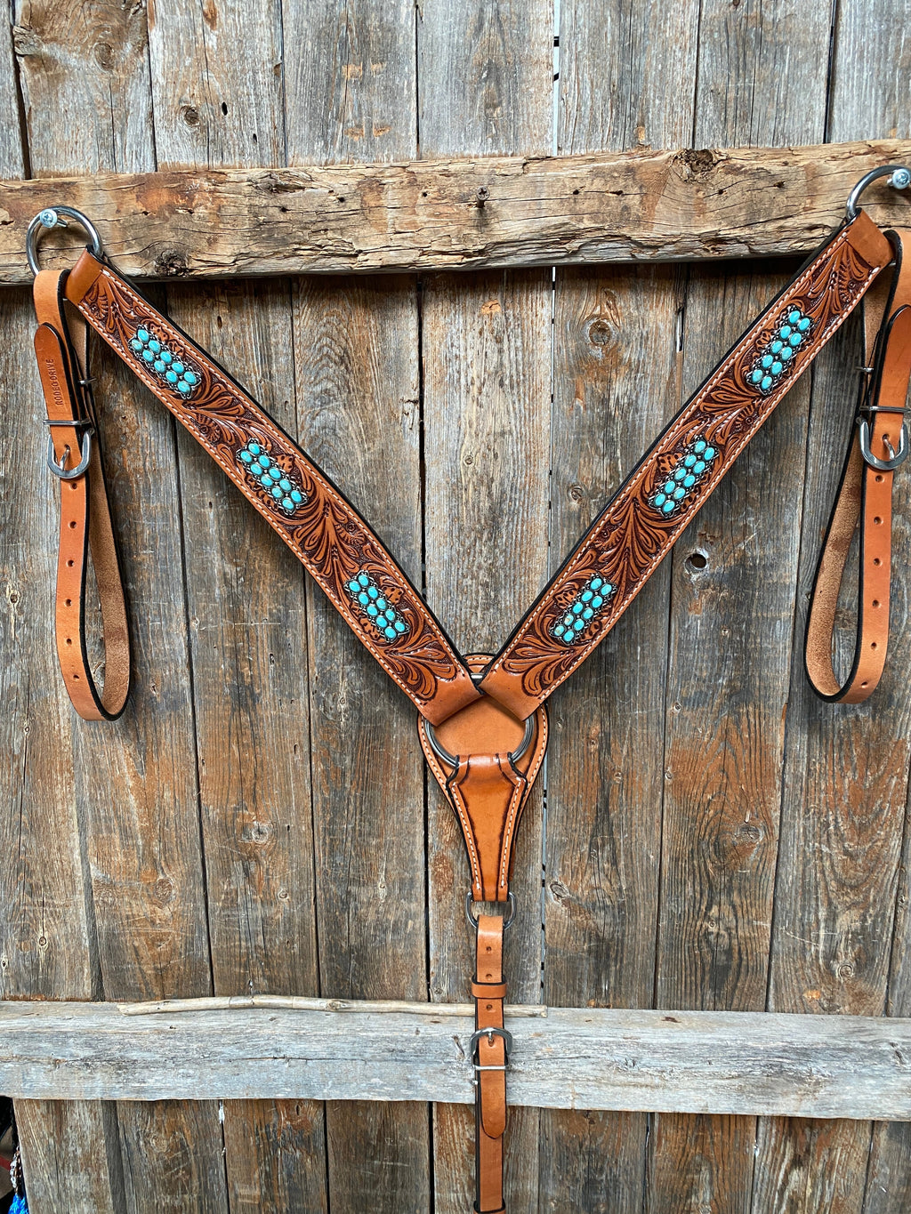 Light Oil Buckaroo Roper Turquoise One Ear & Breastcollar Tack Set #OEBC446 — view 9