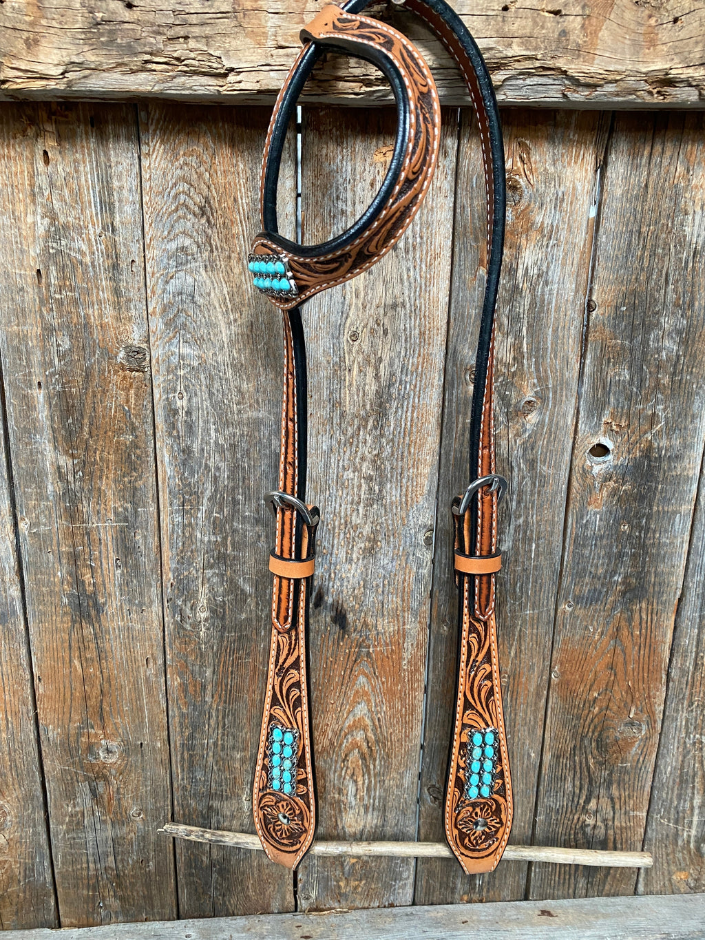 Light Oil Buckaroo Roper Turquoise One Ear & Breastcollar Tack Set #OEBC446 — view 5