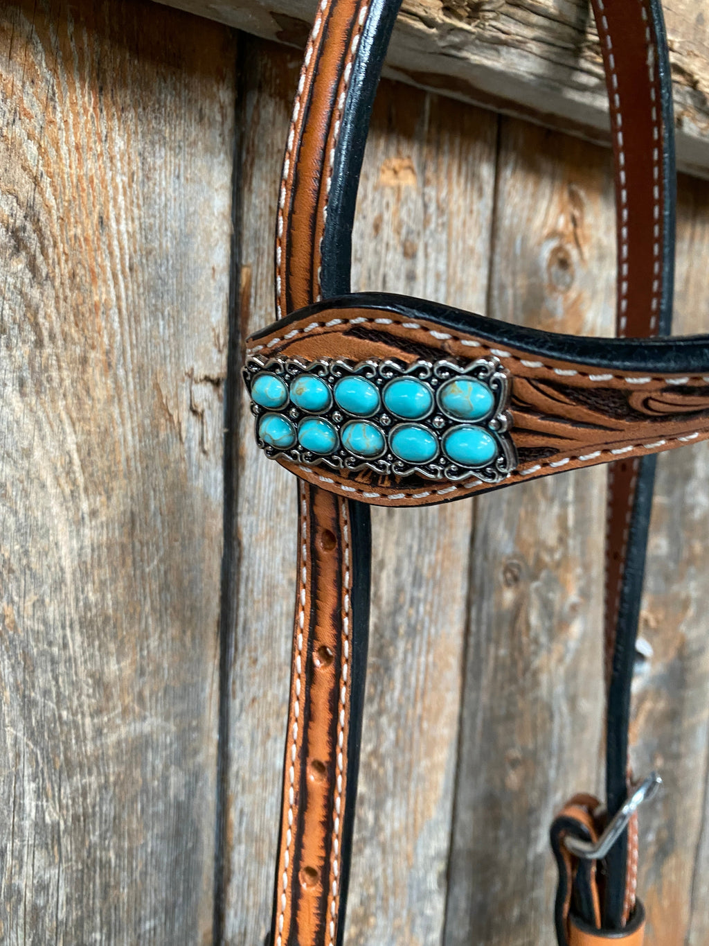 Light Oil Buckaroo Roper Turquoise One Ear & Breastcollar Tack Set #OEBC446 — view 7
