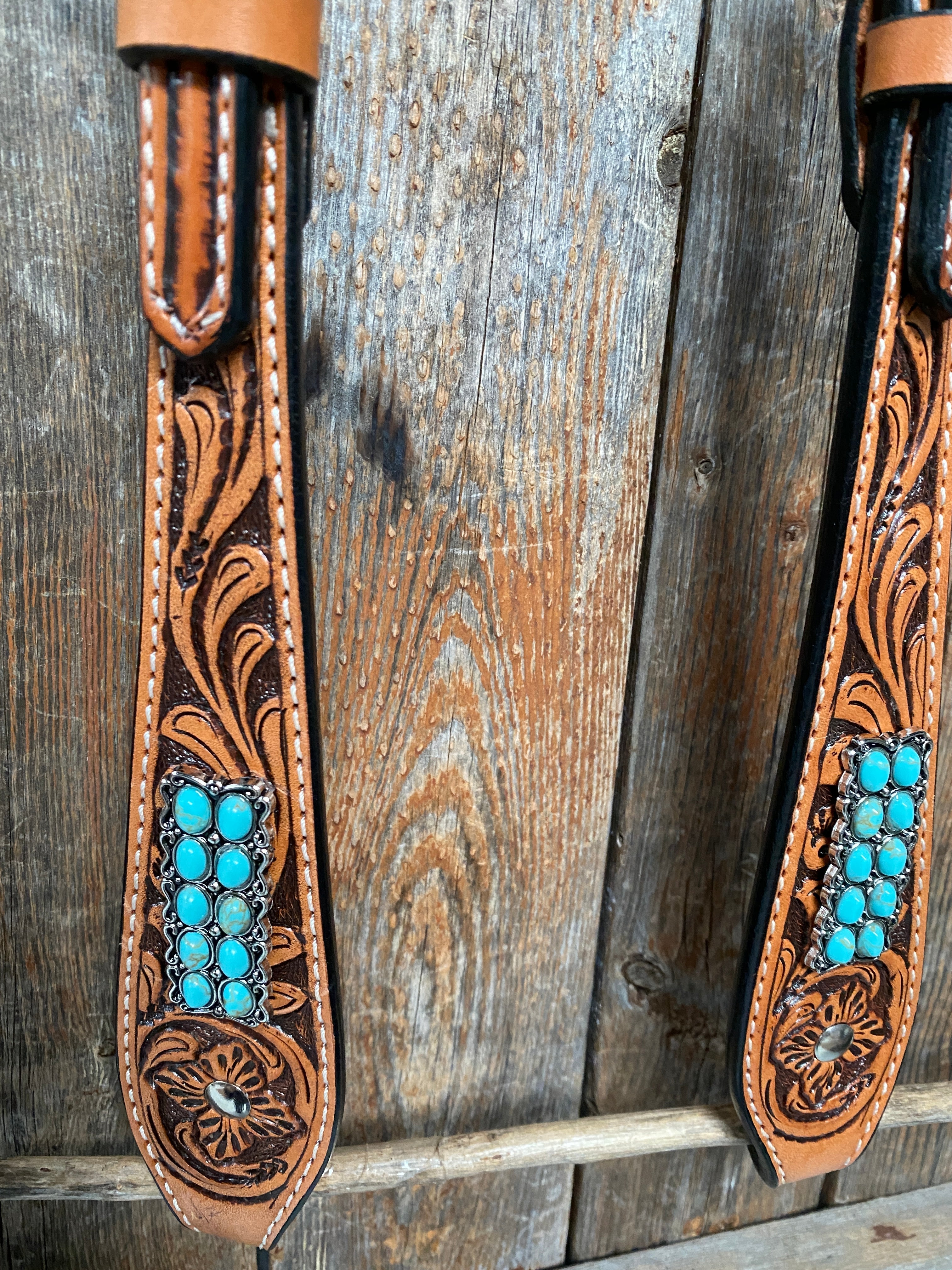 Light Oil Buckaroo Roper Turquoise One Ear & Breastcollar Tack Set #OEBC446 — view 8