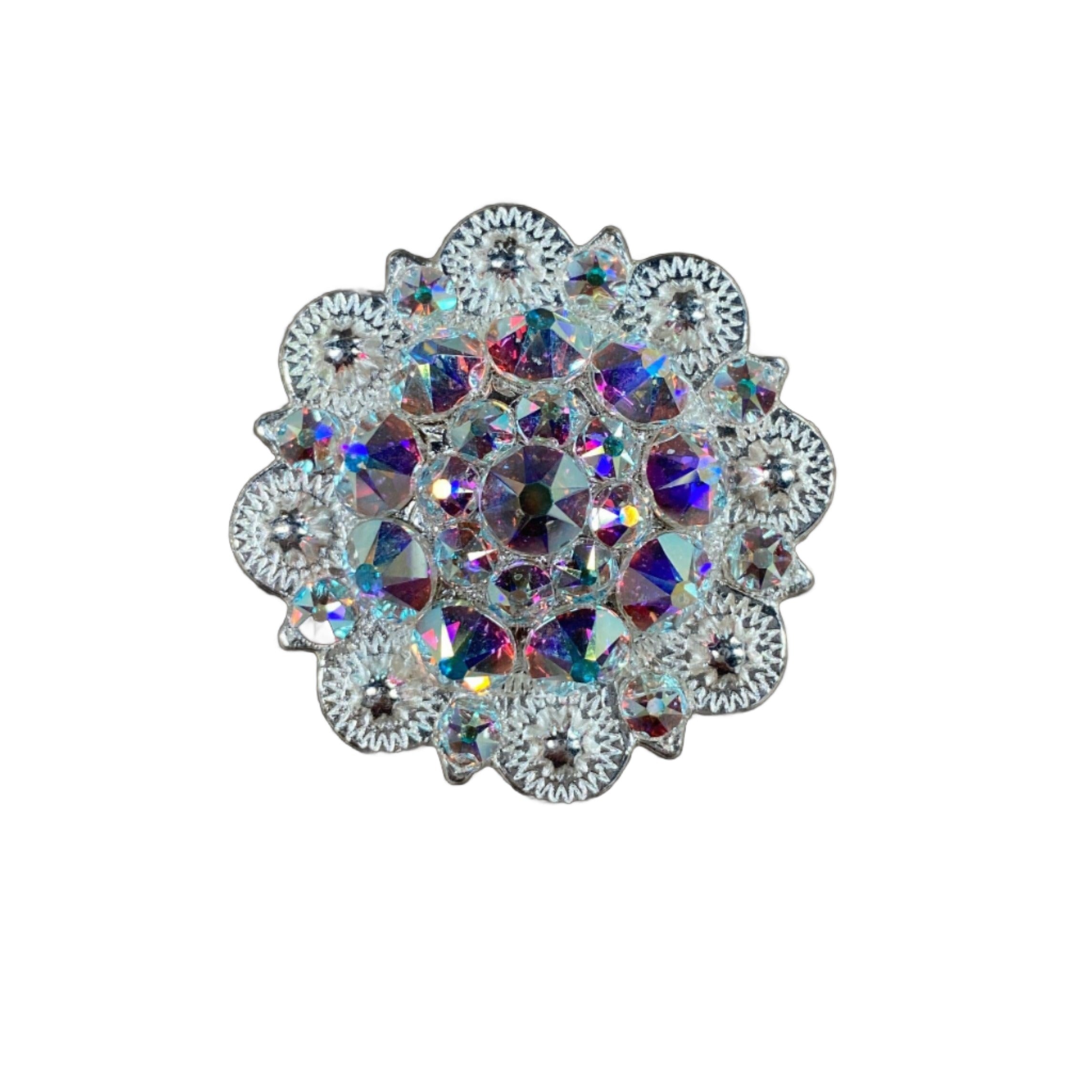 AB Bright Silver 1.5" European Crystal Concho