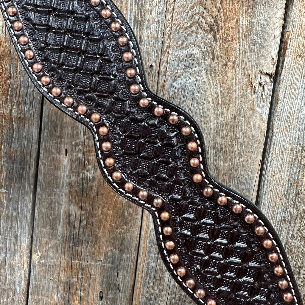 Dark Oil Honeycomb Tooled with Copper Dots Breastcollar — view 3