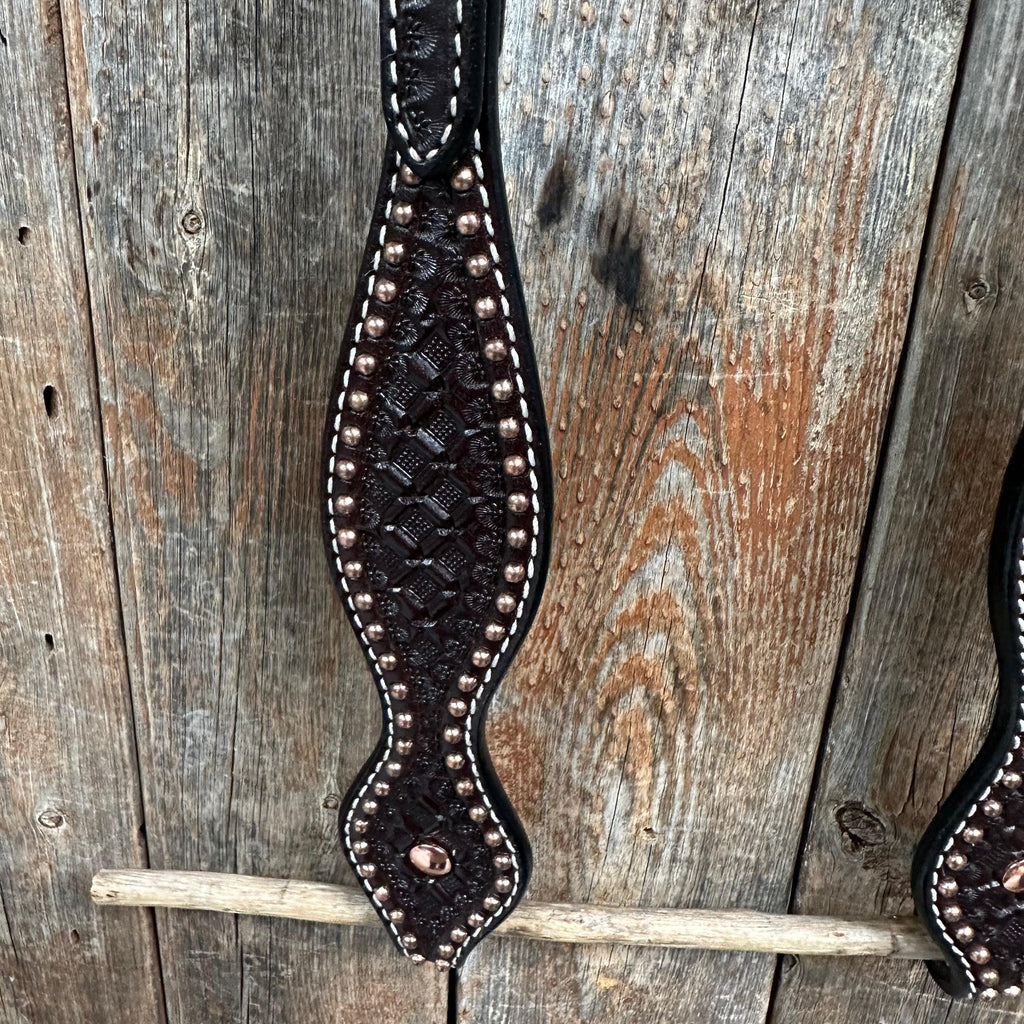 Dark Oil Honeycomb Tooled with Copper Dots Tack Sets — view 5