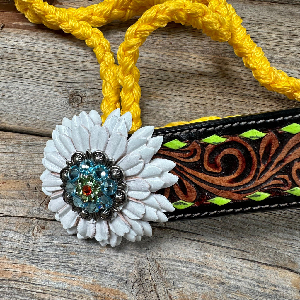 Yellow Mule Tape Halter - White and Lime #MT213 — view 3