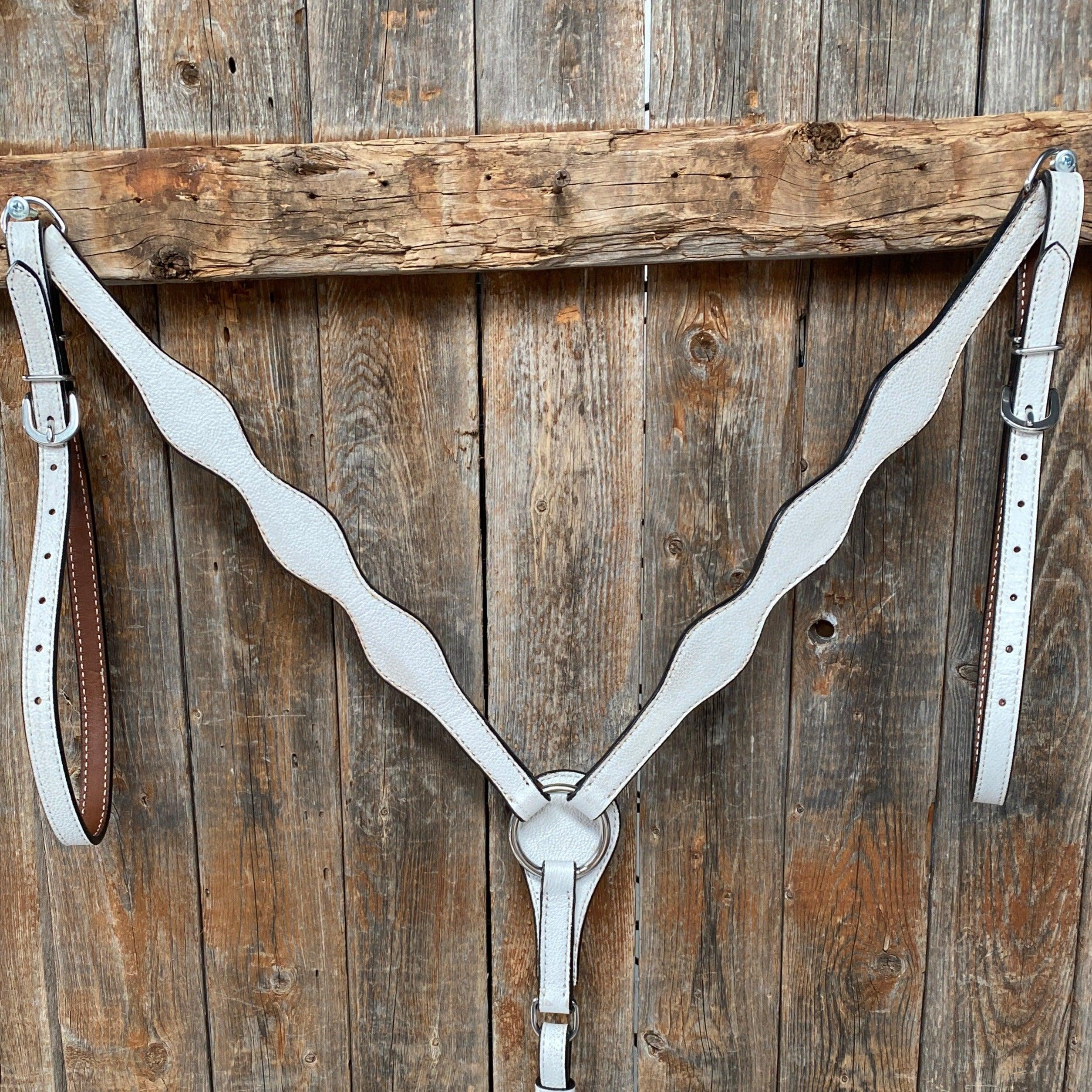 White Genuine Leather Scalloped Breastcollar