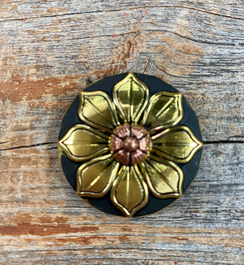 Black & Gold Sunflower Concho 1” W125S