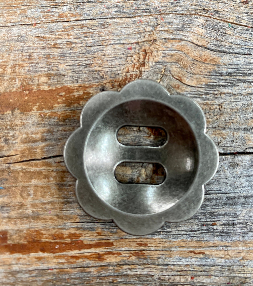 Antique Silver Scalloped Slotted Concho 1.5" W165AL — view 2