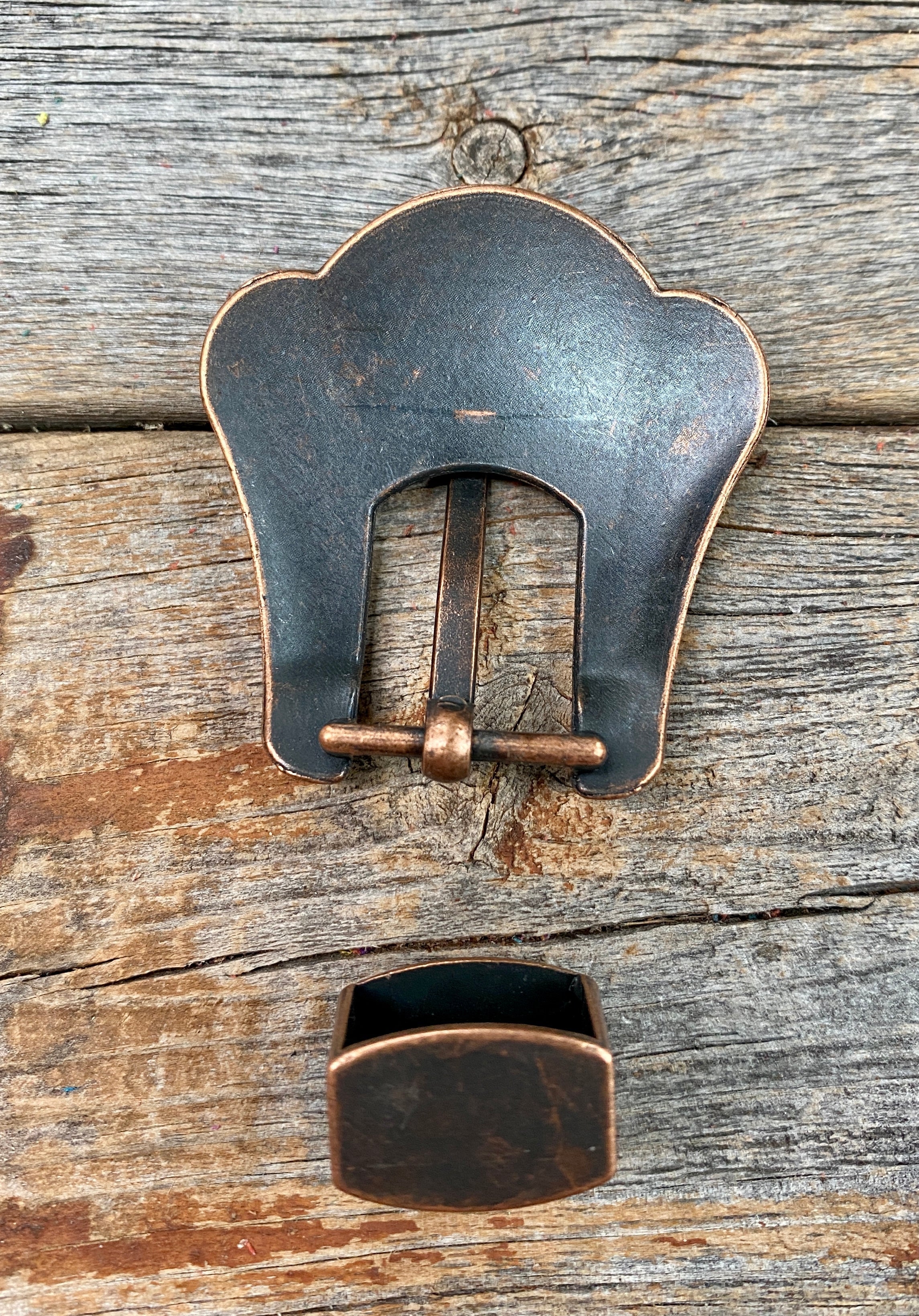 Copper Turquoise Buckle & Keeper W180B — view 2