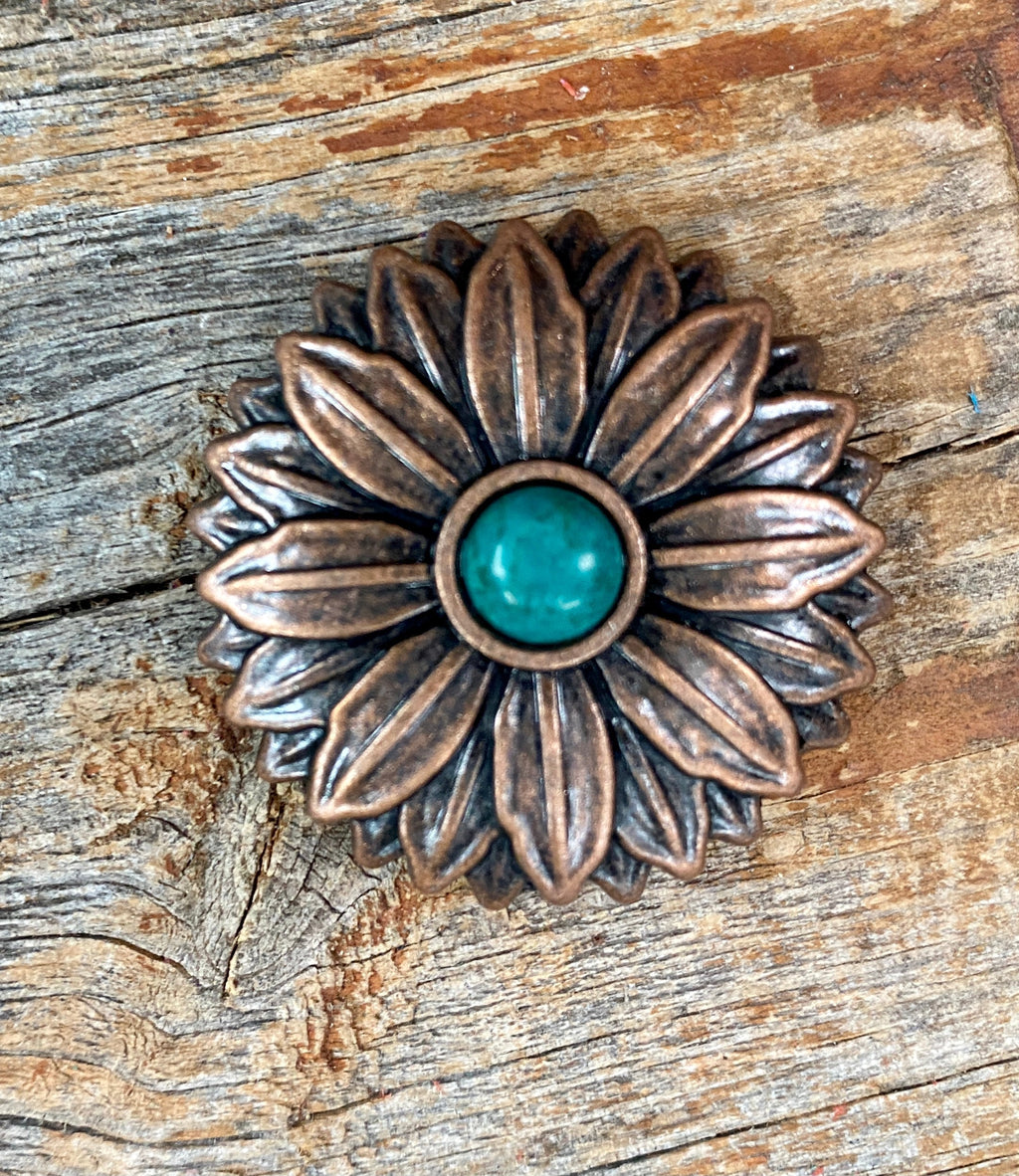 Copper Daisy Turquoise Concho 1' W132S