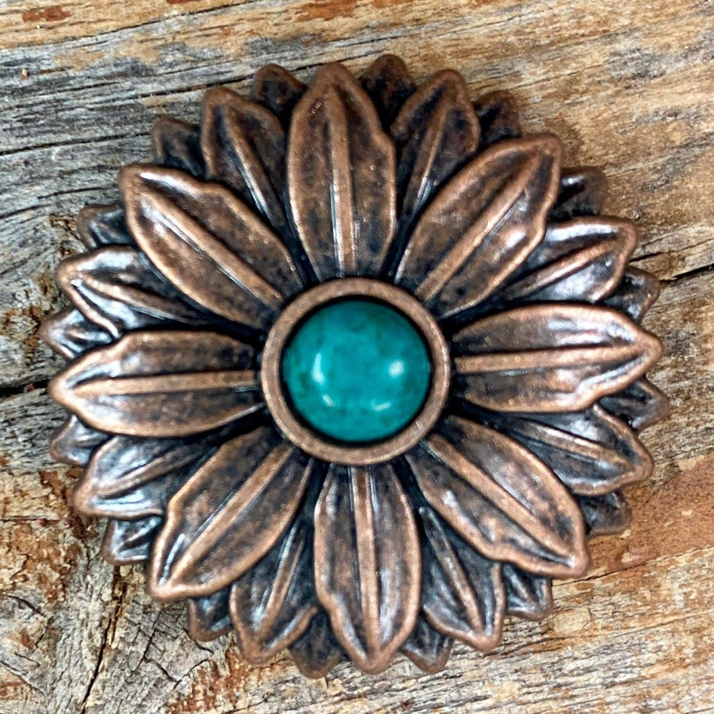 Copper Daisy Turquoise Concho 1.5" W132L
